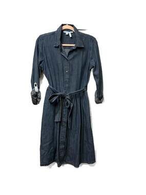 Draper James Chambray Ruffle Shift Dress in Dark Wash Size 8